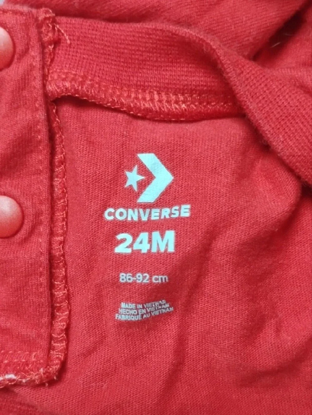 Converse Red Short-Sleeve Baby Romper with All Star Skate Logo